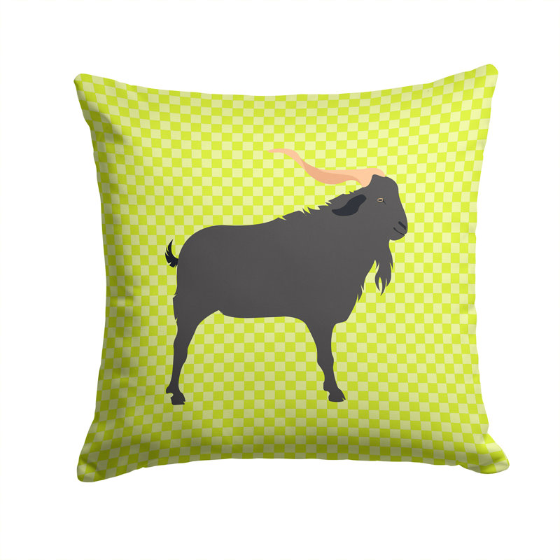Goat Outdoor Throw Pillow, Green, 14" x 14"
