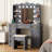 Manufactured Wood Makeup Vanity Set with LED Mirror and Outlets -167478797