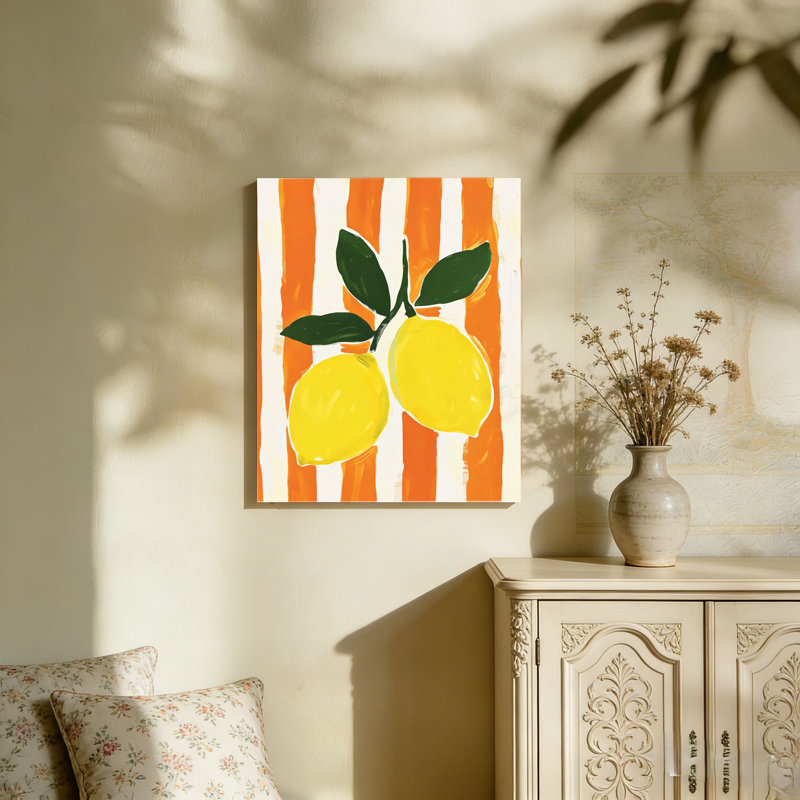 Murale rayée jaune audacieux, non encadrée, 36 L x 24 l