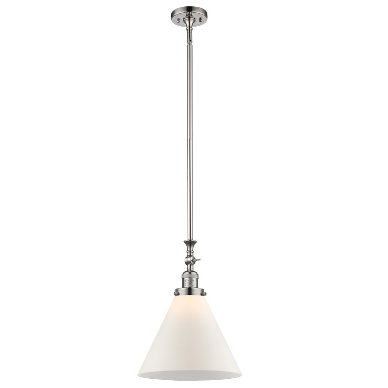1 - Light Single Pendant, Polished Nickel, Matte White Cased, No Bulb Included