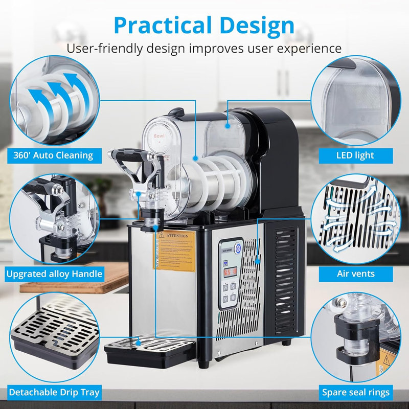 Commercial Stainless Steel Frozen Drink Slushie Margarita Maker, Multi-Mode Machine with Built-In Self-Clean Function, Makes Smoothies & Soft Ice Cream for Home, Cafe and Restaurant Service