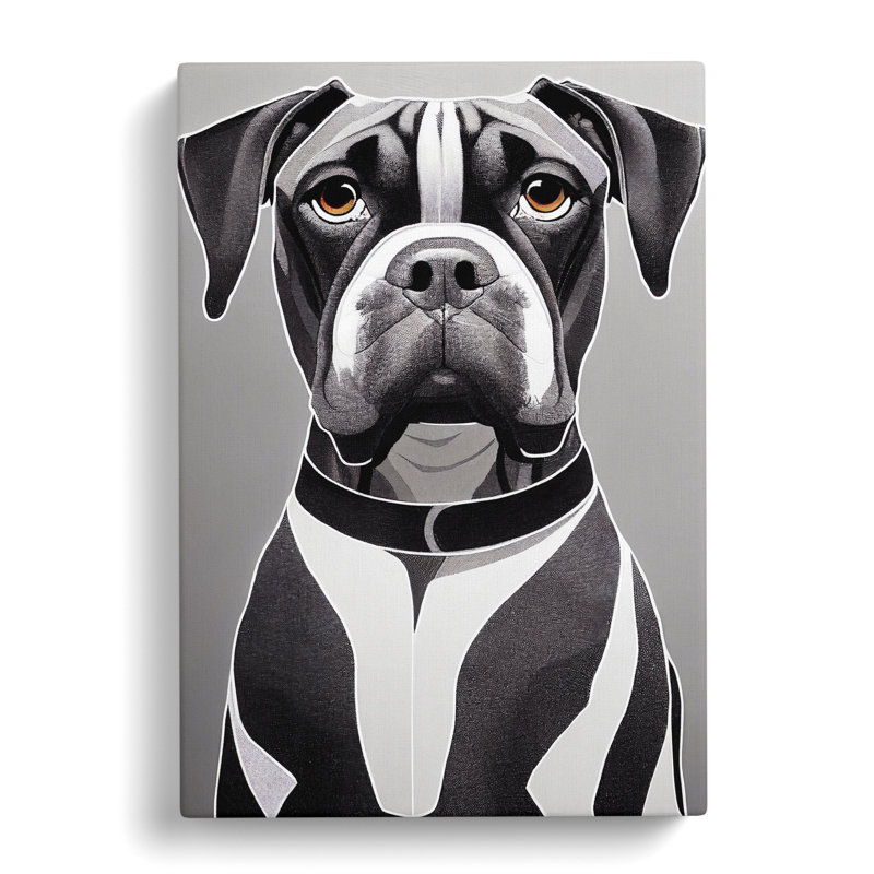 Boxer Dog Geometric - Wrapped Canvas, 50cm H x 35cm W x 3cm D