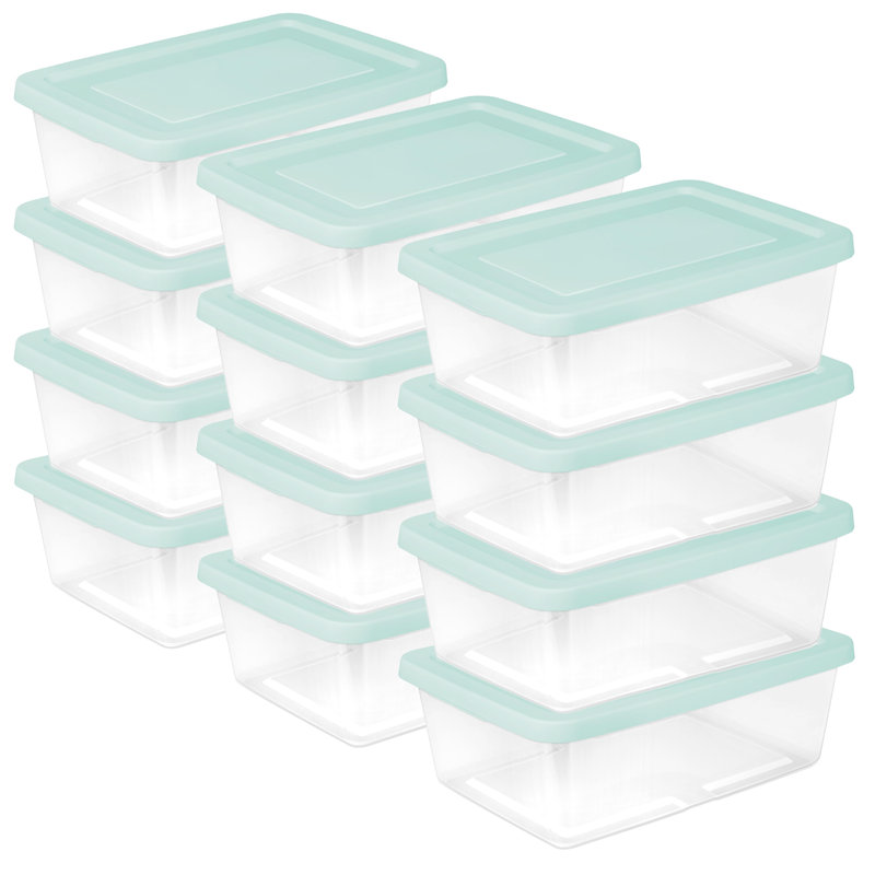 Sterilite 12Qt Storage Boxes, Clear Plastic Containers with Lid, Set of 12, Mint