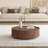 Kemberton Walnut Round Coffee Table with Storage Drawers Black Base-1690003232