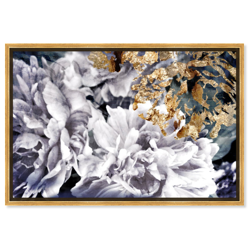 Floral et botanique « dos Gardenias florals »-impression d’art graphique, H 36 po x l 24 po, Cadre doré