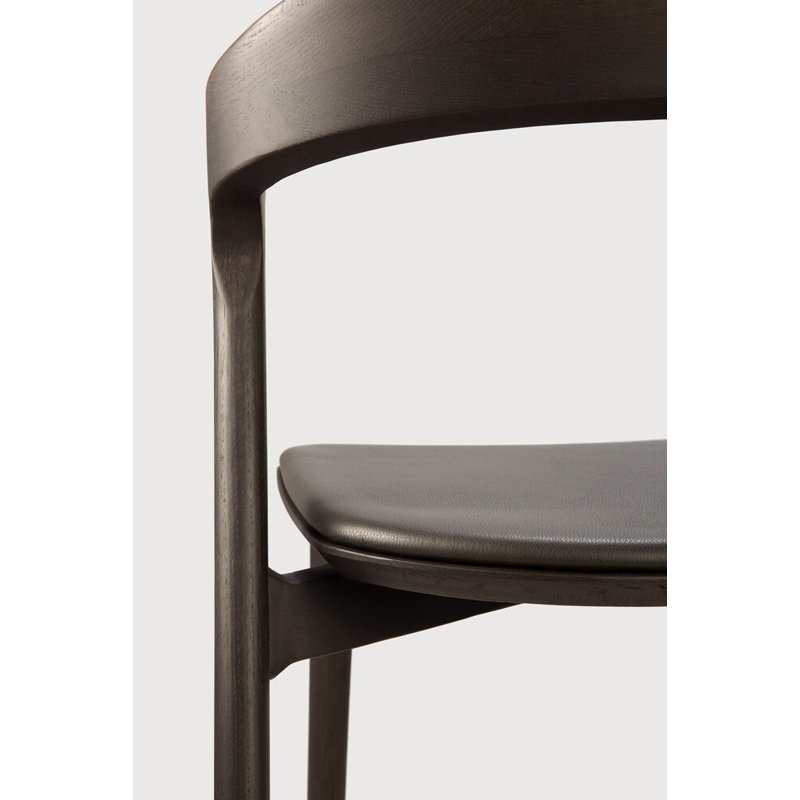 Bok Leather Dining Chair, Oak Brown Genuine Leather, Oak Brown