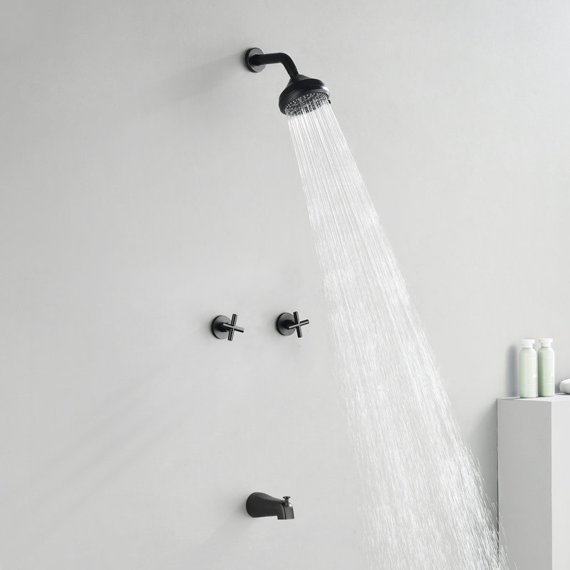 Ensemble de robinet de douche à 2 poignées avec robinet de baignoire et robinet de douche Ensemble de système de douche Ensemble complet de garniture de baignoire et de douche Fixations murales