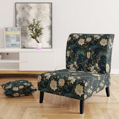 Rustic Victorian Brocade Victorian Pattern - Upholstered Floral Accent Chair Cottage Side Chair
