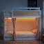 Lit superposé Haven Rattan Decor avec tablette de rangement à 6 niveaux, rideaux et lumières pour enfants-134494026-134494028