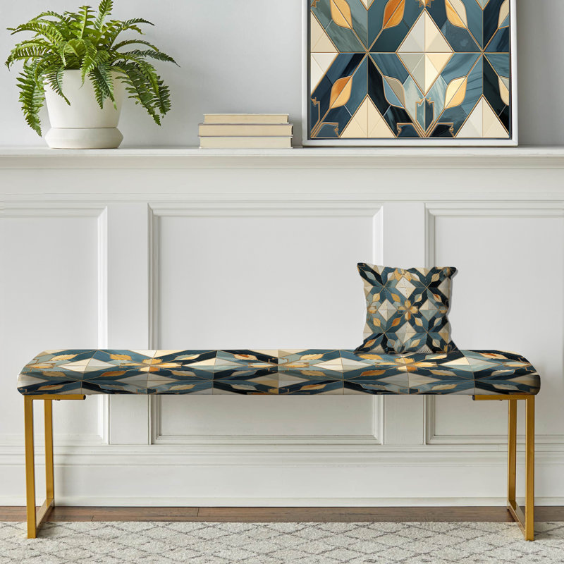 Paddy - Geometric Upholstered Gold Bench