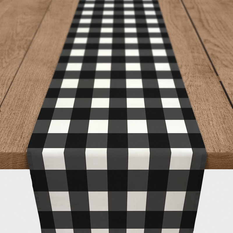Chemin de table Chelene, Guingan noir, Guingan, 72 po x 16 po