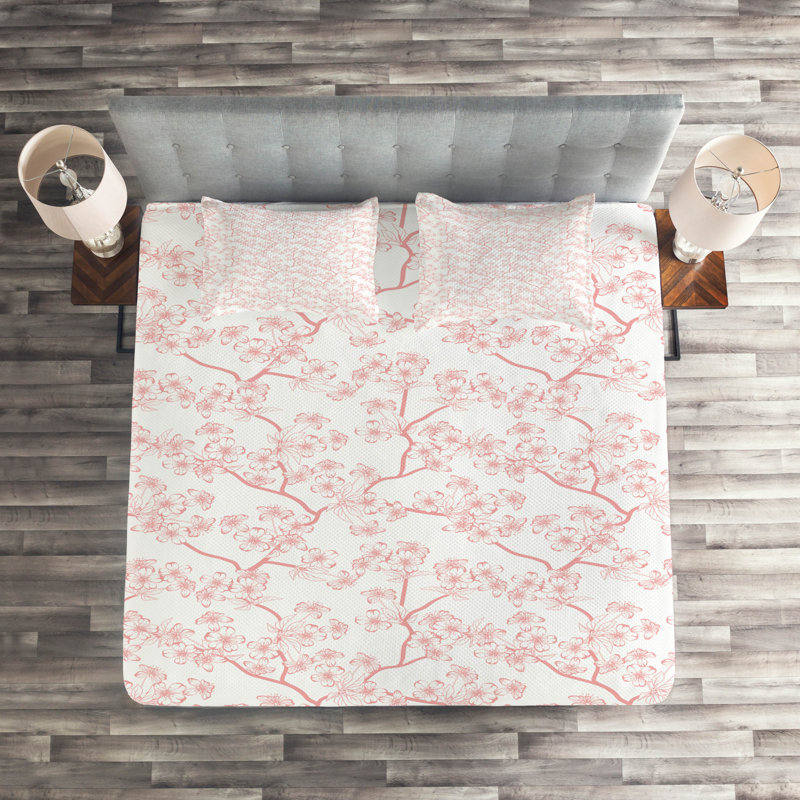 Farmhouse / Country Polyester Floral Coverlet, King Bedspread + 2 Shams