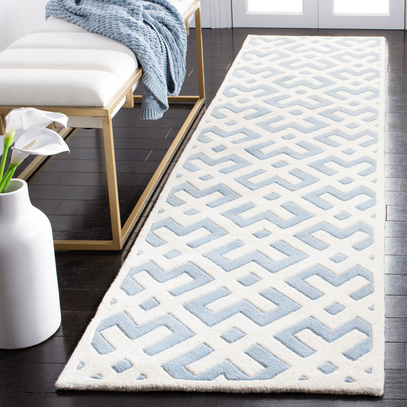 Tapis en laine touffeté à la main Teresita, Tapis de couloir 2 pi 3 po x 7 pi