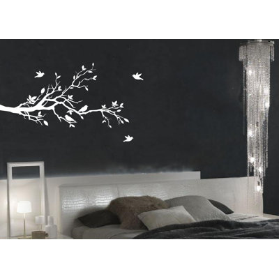 Adhésif décoratif branches d'arbres avec oiseaux pour chambre de bébé