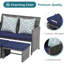 Ensemble de conversation pour causeuse d'extérieur en rotin avec repose-pieds, coussins, osier gris et coussins inclus-120436424