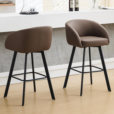 Swivel Upholstered Counter & Bar Stools with Back and Arms for Kitchen Island