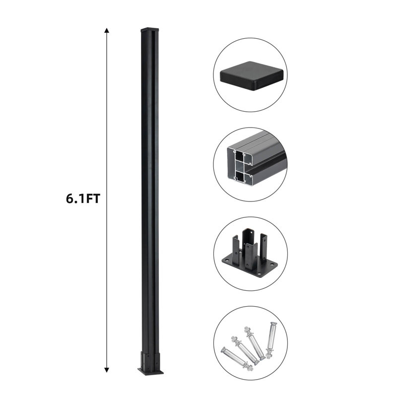 Poteau de clôture en aluminium 6,1 pi H - ensemble de 1