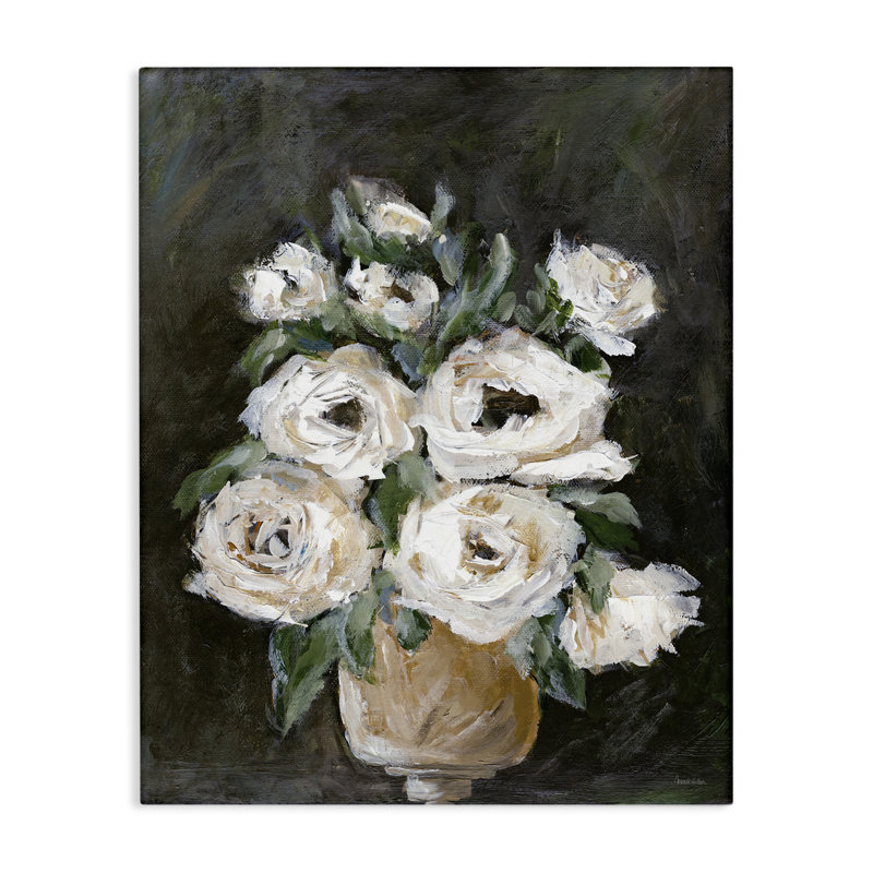  «Roses on Black Still Life», art mural sur toile par Amanda Hilburn, H 20 po x l 16 po