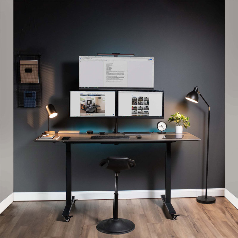 Support de bureau triple VIVO, série Stand-V003T, Noir