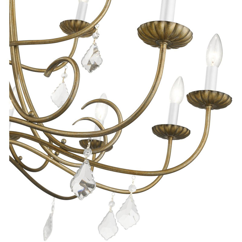 18 - Light Dimmable Chandelier, Antique Gold Leaf