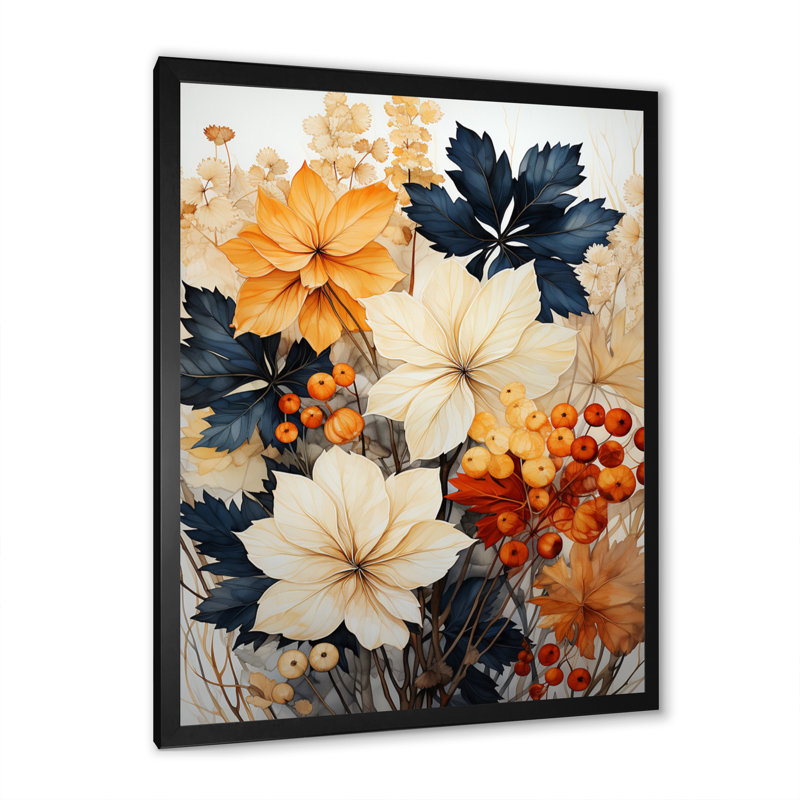 Feuilles d'automne, palette en sourdine III - impression, Cadre photo noir, H 20 po x l 12 po x P 1 po