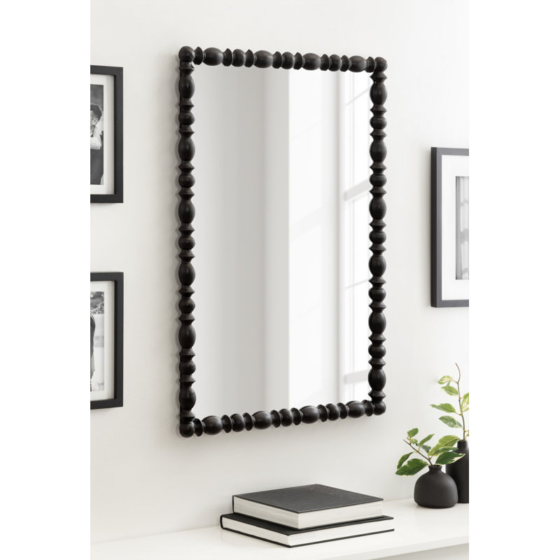 Miroir rectangulaire en bois festonné, Bois manufacturé, Noir, noir, noir, noir, 33.5" x 23"