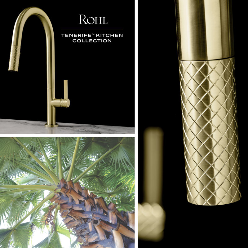 Tenerife Pull-Down Bar/Food Prep Kitchen Faucet, Antique Gold