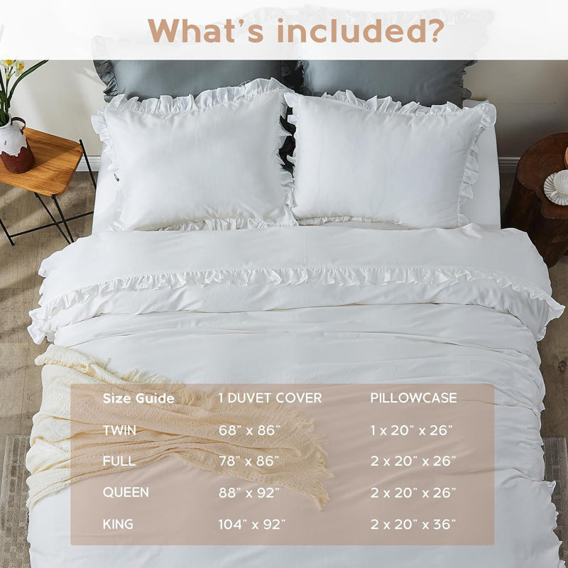 Housse de couette pour lit très grand 100% coton biologique pour enfants, Queen Duvet cover  + 2 Pillowcases, Blanc
