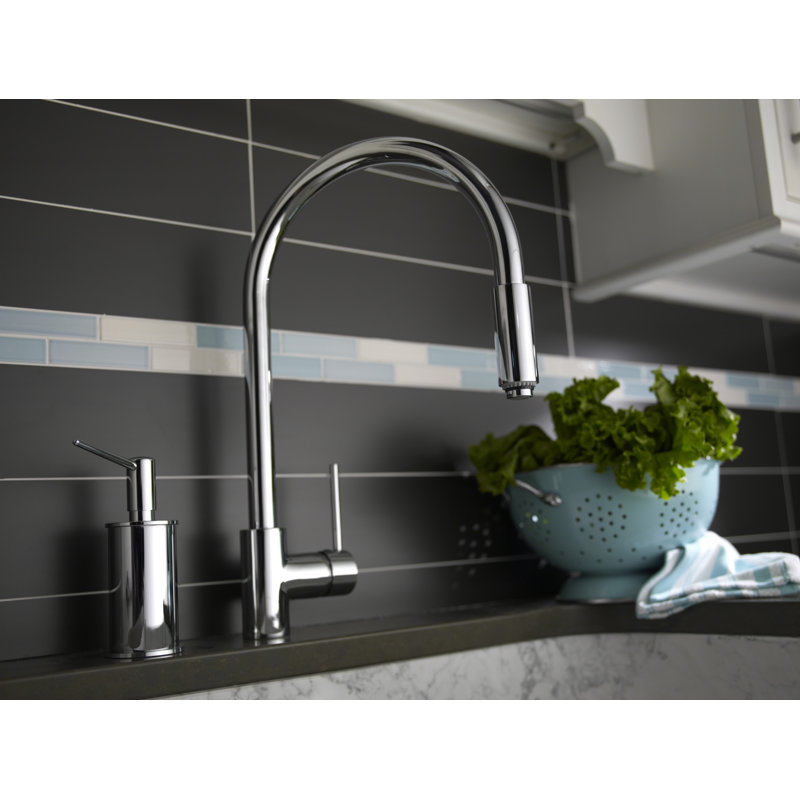 Bossini One Handle Architectural Single Hole Kitchen Faucet, Polished Nickel