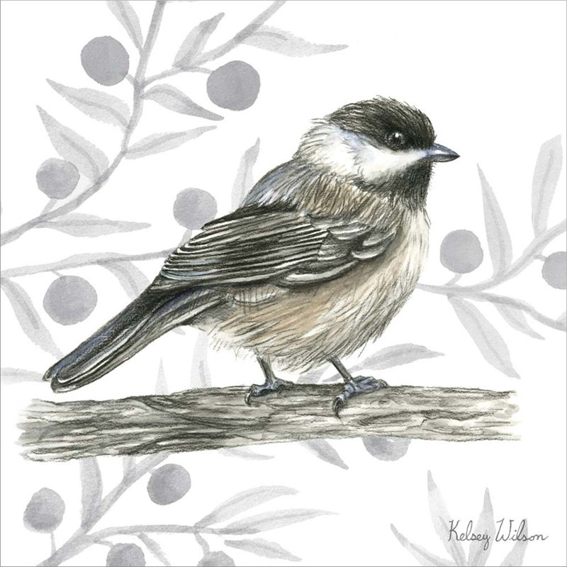 «Backyard Birds II-Chickadee» par Kelsey Wilson, impression sur toile tendue