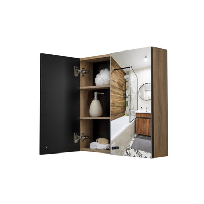 Ontario Oak Black Double Cabinet