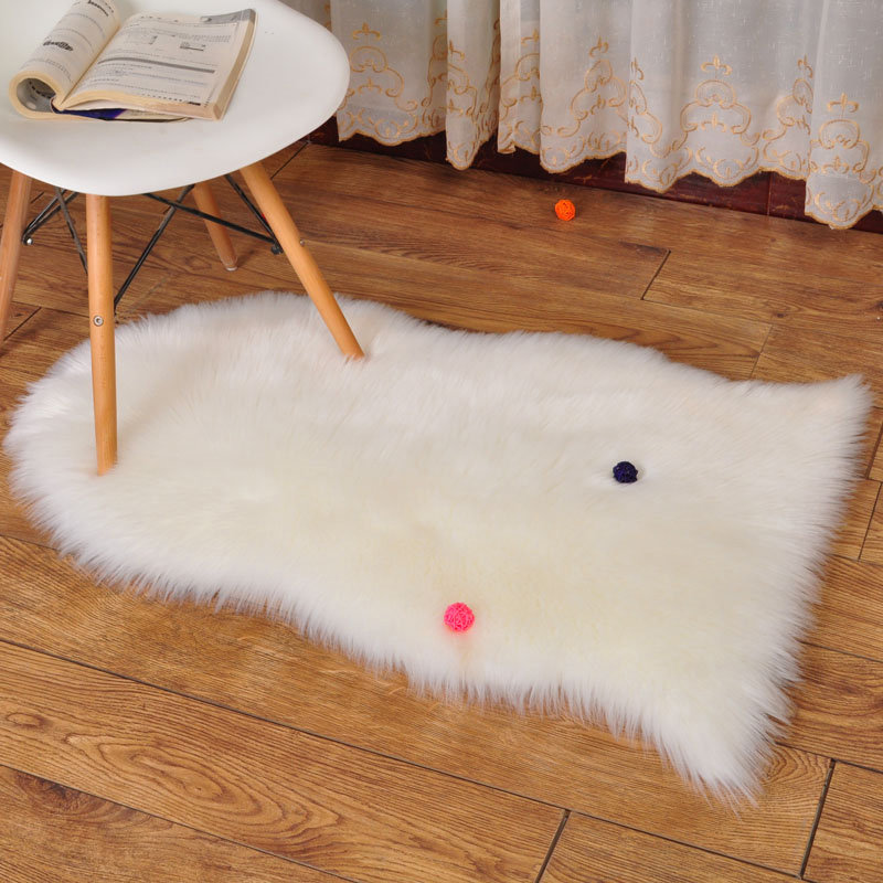 Solid Colour Faux Sheepskin 90cm X 60cm Area Rug