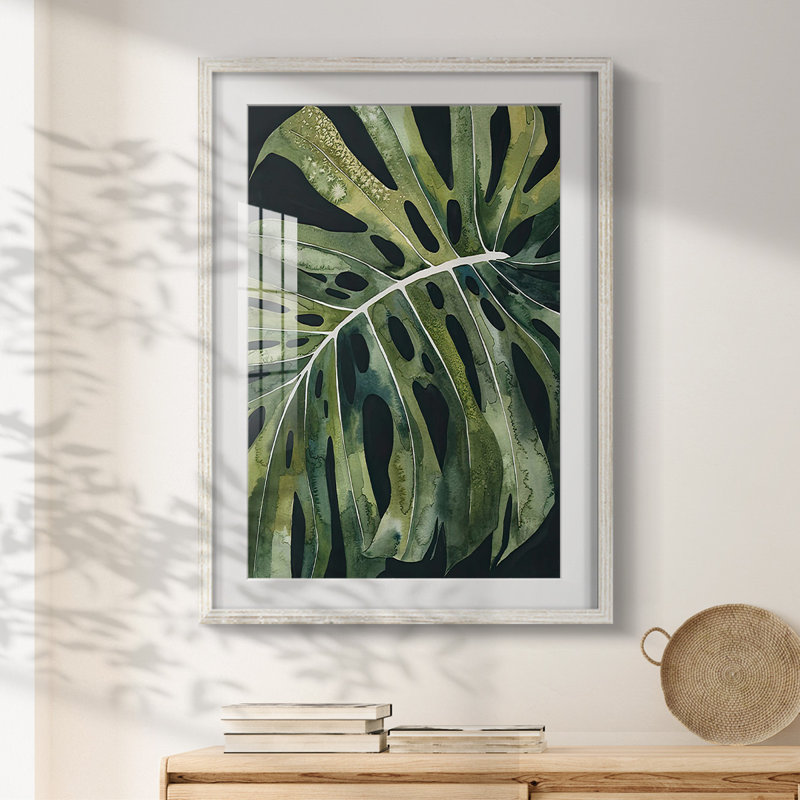 Nocturnal Monstera II - impression encadrée, H 28,5 po x l 20,5 po, Blanc