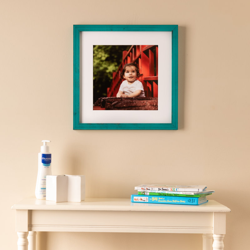 Cadre photo à finition usée Boggs, 24 po x 24 po, Bleu sarcelle