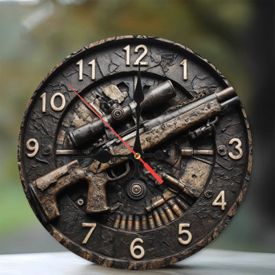 Clock With Rifle And Ammunition