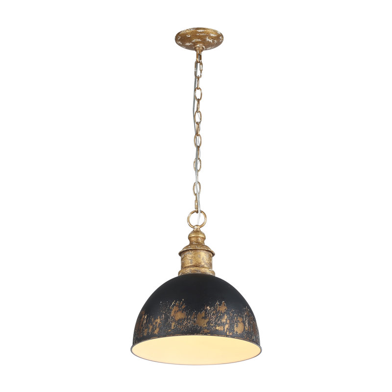 Luminaire suspendu 1 lumière Regena, Fer noir patiné