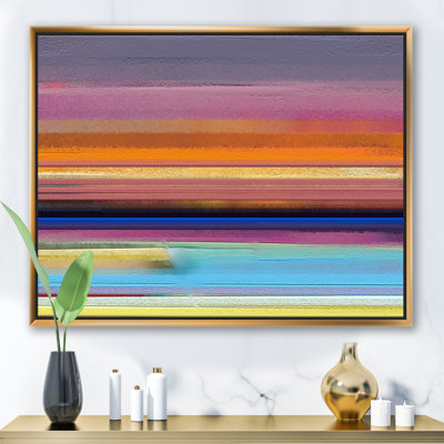Minimal Strokes Composition en jaune mauve et orange - reproduction d'art sur toile