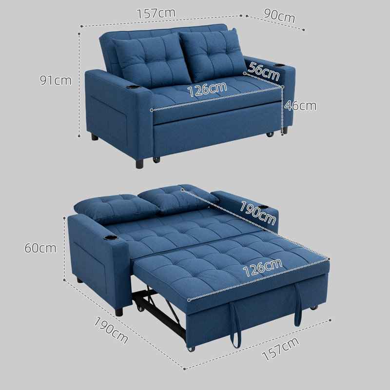 Sherrey 2 Seater Sofa Bed, Dark Blue