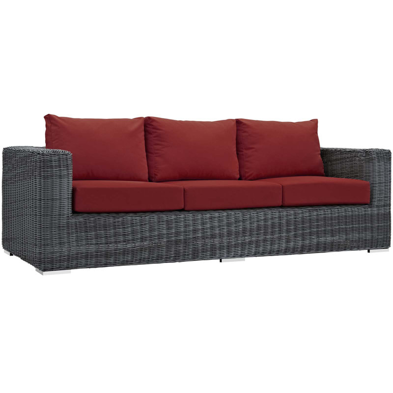 Canapé d'extérieur Sunbrella Modway Summon, Gris et rouge