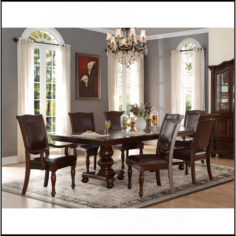 Ensemble de fauteuils de salle à manger de style traditionnel avec meubles rembourrés en bois de cerisier brun 2 pièces