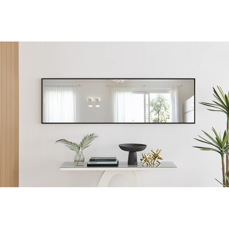 Alcantera Rectangle Metal Frame Wall Mirror Simple and Elegant Modern Design, 170cm H x 50cm W, Black