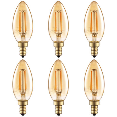 Ampoules DEL C11 pour candélabre, 4,5 W (équivalent 40 W), ampoules vintage à filament DEL dimmables, 350 lm, certifiées UL, culot E12.