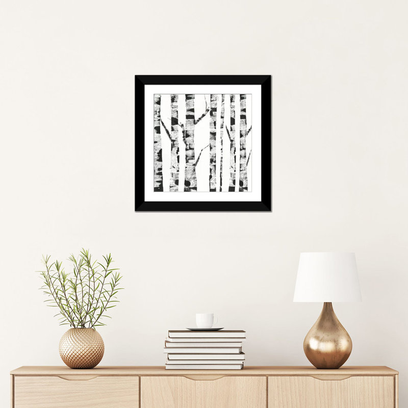 « white bouleau », impression sur toile, Papier d'art encadré noir, Blanc, H 24 po x l 24 po x P 1 po