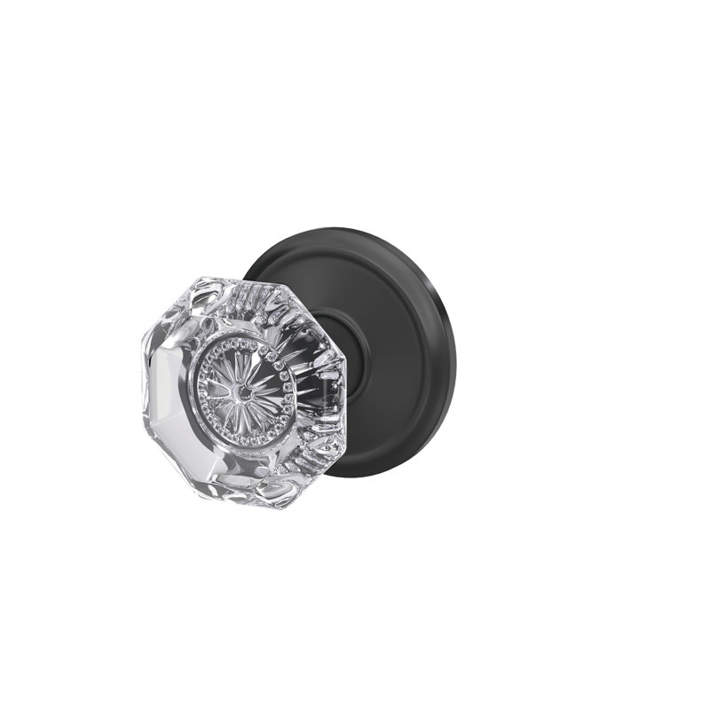 Custom Alexandria Hall-Closet and Bed-Bath Glass Knob with Alden Trim, Matte Black
