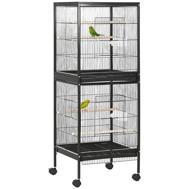 140cm Steel, Wood Flat Top Floor Bird Cage with Wheels