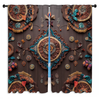 Intricate Fabric Mandala Window Curtains Mandala Sheer & Room Darkening - 2 Panels