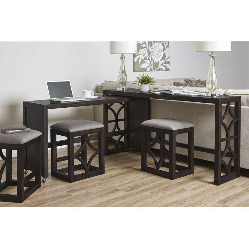 Wallace 72" Long Rolling Console & 3-Stool Set