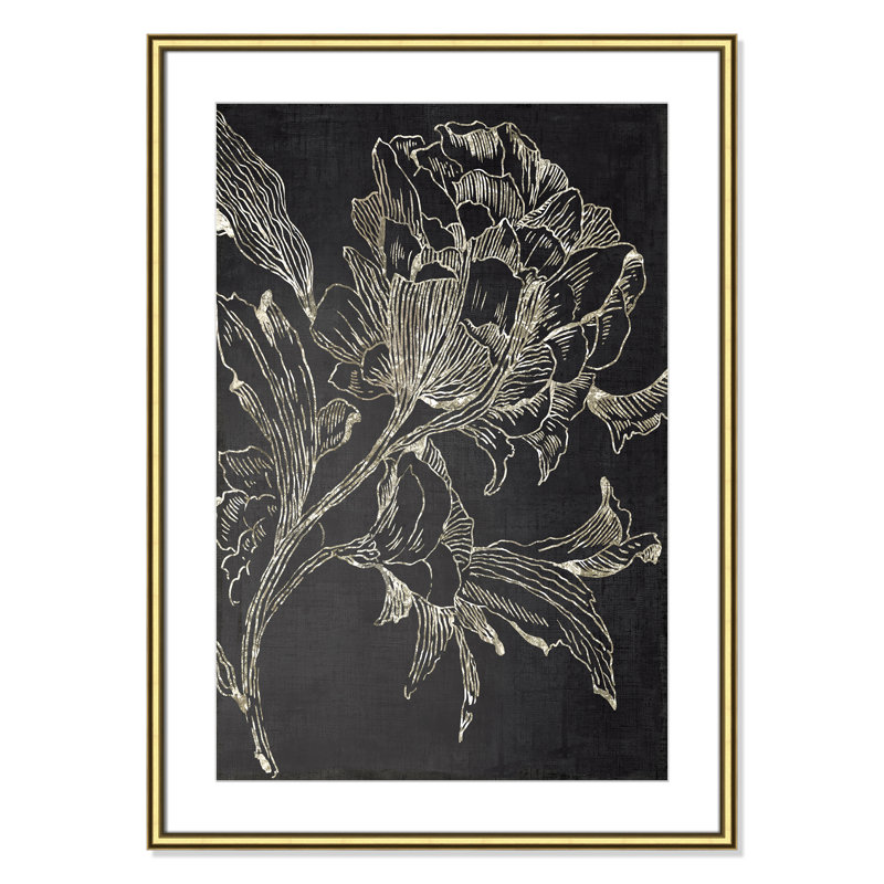 Clarendon Golden Flower Folklore I by Asia Jensen - Picture Frame Graphic Art Print, 36.75" H x 26.75" W, Gold Framed