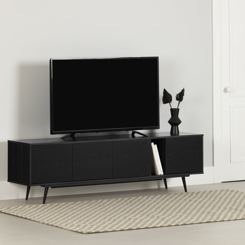 Mezzy  TV Stand With Doors, Black