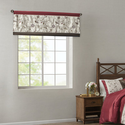 Embroidered Window Valance Red 50X18"